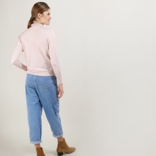 Pull col fantaisie en laine et soie - Florina 7084 opale - 24 Rose clair