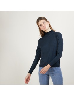 Pull col fantaisie en laine et soie - Florina 7011 ombre - 10 Gris foncé