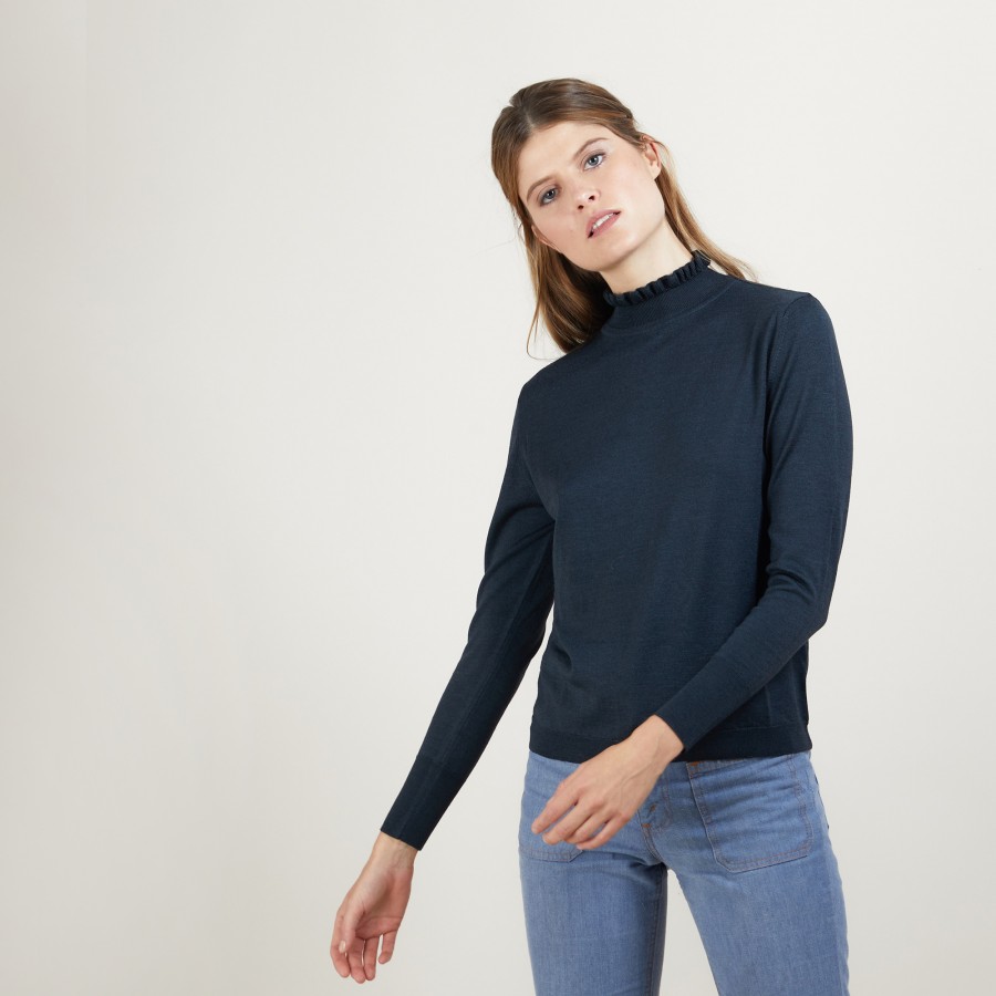 Wool and silk sweater with fancy collar - Florina Wool and silk sweater with fancy collar - Florina