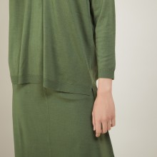 Pull à fentes col v en laine - Bernice 7050 bronze - 83 Kaki