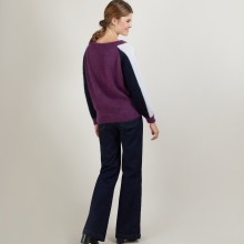 Pull oversize tricolore en mohair - Galva 7188 vapeur/damas/marine - 18 Violet foncé