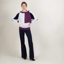 Pull oversize tricolore en mohair - Galva 7188 vapeur/damas/marine - 18 Violet foncé