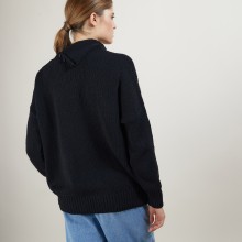 Pull col montant boutonné - Garry 7085 damas - 18 Violet foncé