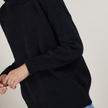 Pull col montant boutonné - Garry 7085 damas - 18 Violet foncé