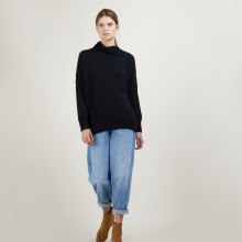 Pull col montant boutonné - Garry 7085 damas - 18 Violet foncé