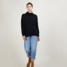 Pull col montant boutonné - Garry 7085 damas - 18 Violet foncé