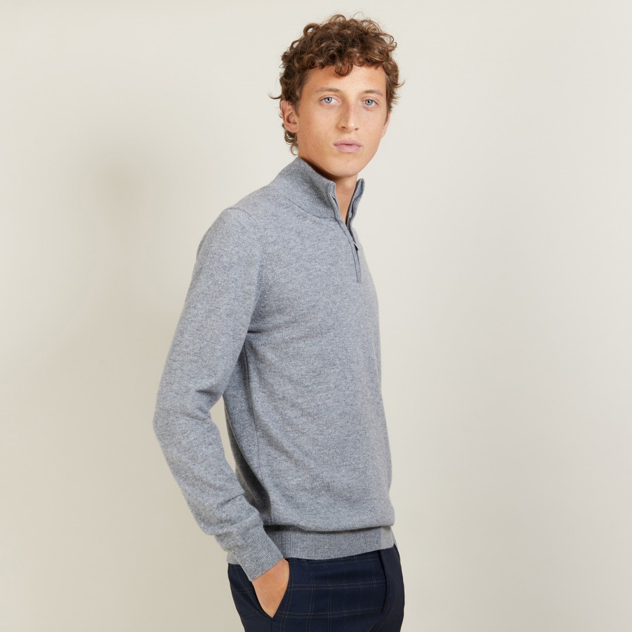 Cashmere sweater with zip neck - BLAISE Cashmere sweater with zip neck - BLAISE