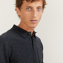 Pull col polo en cachemire - Billy 7011 ombre - 10 Gris foncé 