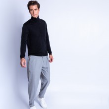 Gilet 100% laine col montant zippé 6110 noir - 01 Noir