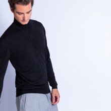 Gilet 100% laine col montant zippé 6110 noir - 01 Noir