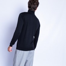 Gilet 100% laine col montant zippé 6110 noir - 01 Noir