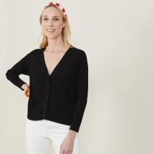 Cardigan court à côtes - Bolivar 7210 noir - 01 Noir