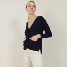 Cardigan court à côtes - Bolivar 7240 marine - 05 Bleu marine