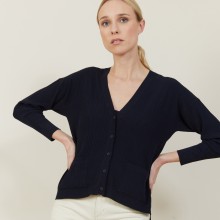 Cardigan court à côtes - Bolivar 7240 marine - 05 Bleu marine