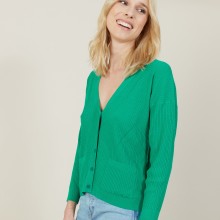 Cardigan court à côtes - Bolivar 7250 veronese - 22 Vert moyen