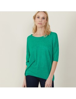 T-shirt ample col rond en lin flammé - Mairena 7250 veronese - 22 Vert moyen