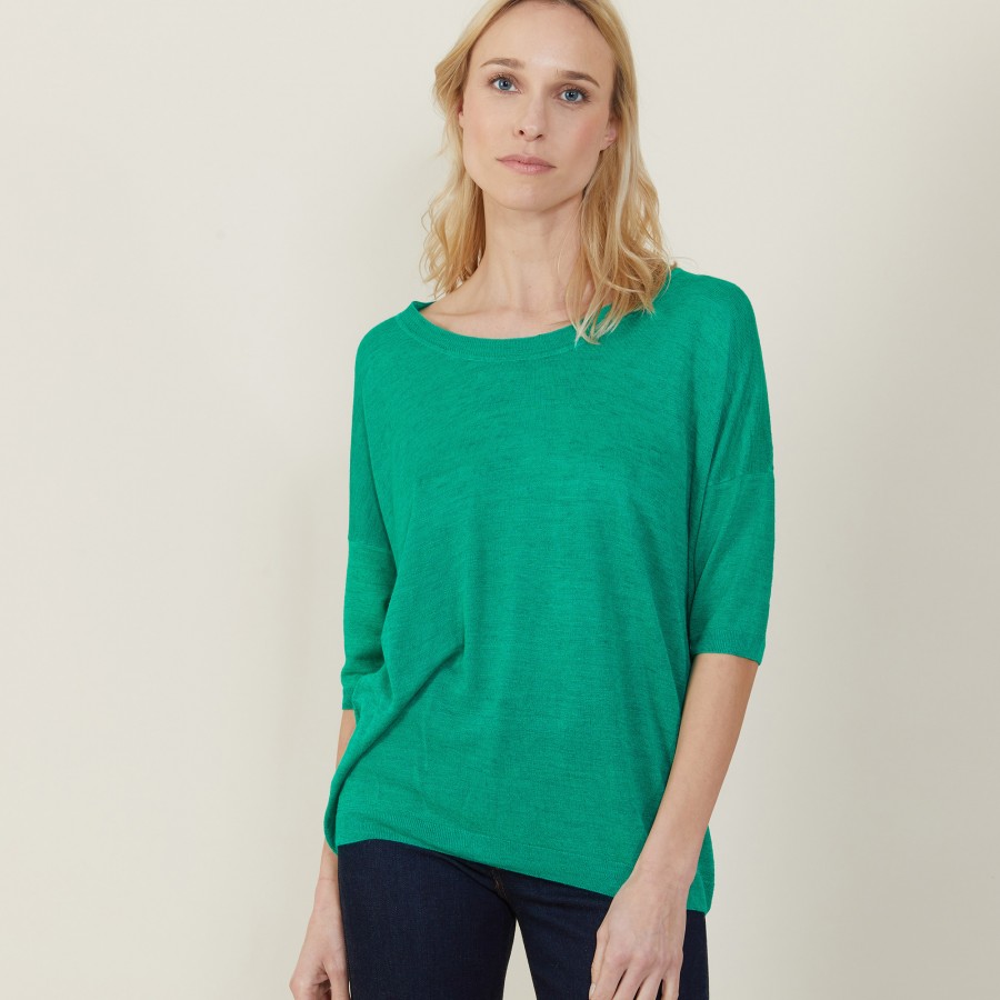 Loose round-neck slub linen T-shirt - Mairena Loose round-neck slub linen T-shirt - Mairena