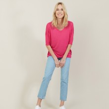 Loose round-neck slub linen T-shirt - Mairena