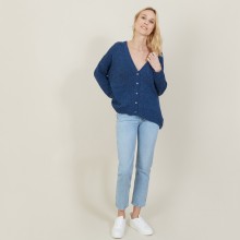 Grand cardigan à poches en grosse maille - Marilou 7241 corsaire - 06 Bleu moyen