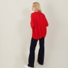 Grand cardigan à poches en grosse maille - Marilou 7280 ecarlate - 52 Rouge