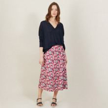 Loose-fit slub linen V-neck T-shirt - Beja