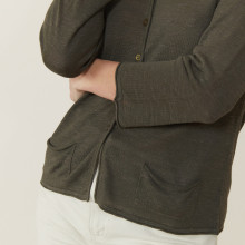 Cardigan à poches en lin flammé - Bao 7212 fusain - 83 Kaki
