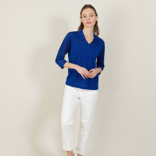 Polo ajouré manches 3/4 - Anaelle 2745 nuit - 75 Bleu nuit