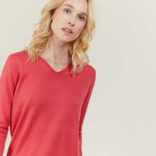Pull col V Cité 6184 Garance - 26 Rose foncé