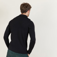 Pull col montant zippé en laine mérinos - Maé 6110 noir - 01 Noir