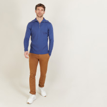 Pull col montant zippé en laine mérinos - Maé 6190 pensée - 03 Bleu foncé