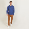 Pull col montant zippé en laine mérinos - Maé 6190 pensée - 03 Bleu foncé
