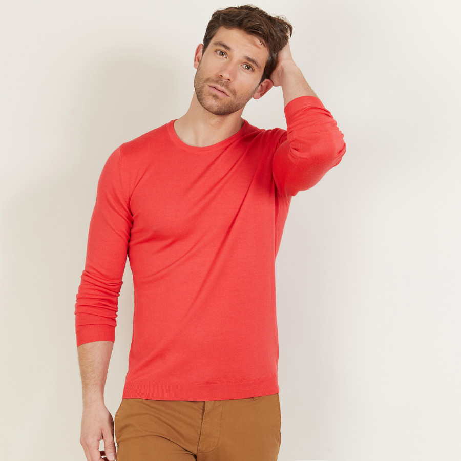 Pull ras du cou en laine mérinos - Bertille 6081 berlingot - 52 Rouge Pull ras du cou en laine mérinos - Bertille 6081 berlingot - 52 Rouge