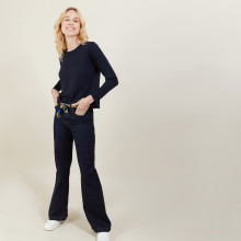 Pull court en laine mérinos - Les Halles 6140 marine - 05 Bleu marine