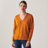 Merino wool V-neck sweater with slits in merino wool - Aurora