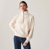 Pull col camionneur zippé en grosse maille - Denise 7403 ecru/cognac - 82 Ecru