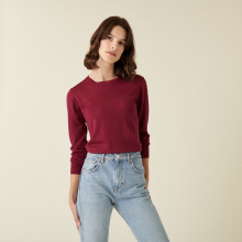 Merino wool round-neck jersey sweater - Asena