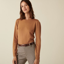 Merino wool round-neck jersey sweater - Asena
