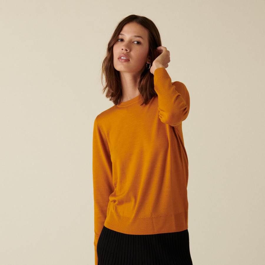Merino wool round-neck jersey sweater - Asena Merino wool round-neck jersey sweater - Asena