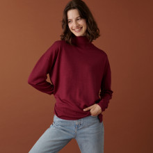 Pull col roulé à fentes en laine mérinos - Amy 7482 griotte - 17 Violet