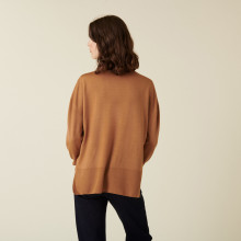 Pull col roulé à fentes en laine mérinos - Amy 7430 noisette - 88 Camel
