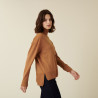 Pull col roulé à fentes en laine mérinos - Amy 7430 noisette - 88 Camel