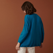 Loose-fit sweater with ribbed edges in merino wool - Amerya