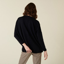 Loose-fit sweater with ribbed edges in merino wool - Amerya
