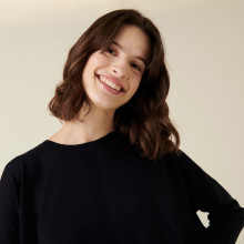 Loose-fit sweater with ribbed edges in merino wool - Amerya