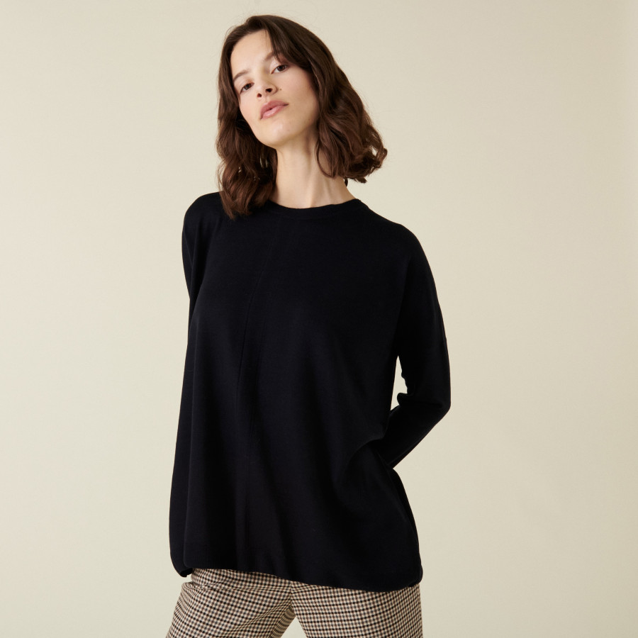 Loose-fit sweater with ribbed edges in merino wool - Amerya Loose-fit sweater with ribbed edges in merino wool - Amerya