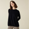 Loose-fit sweater with ribbed edges in merino wool - Amerya