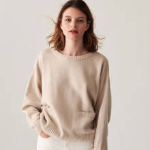 Pull ample en cachemire recyclé à poches - Davina 7403 ecru - 82 Ecru
