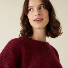 Round-neck mohair sweater in jersey point - Amandine