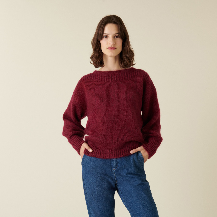 Round-neck mohair sweater in jersey point - Amandine Round-neck mohair sweater in jersey point - Amandine