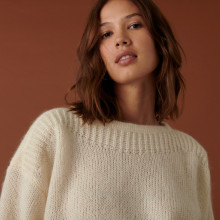 Round-neck mohair sweater in jersey point - Amandine